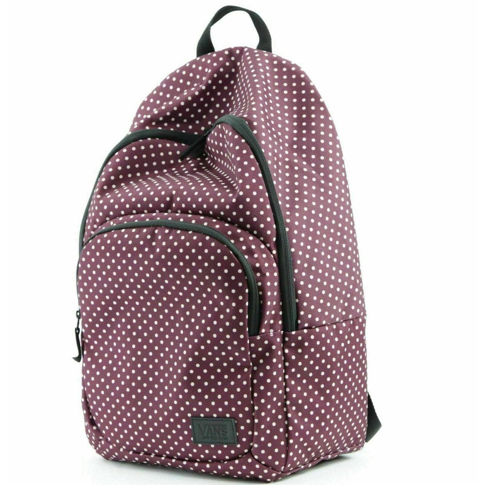Vans Off The Wall Women's Schooling Backpack Bag - Burgundy/Polka Dots